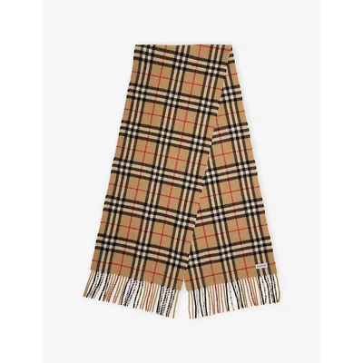 Burberry Womens Sparkle  Check Cashmere Scarf Sand In Multi