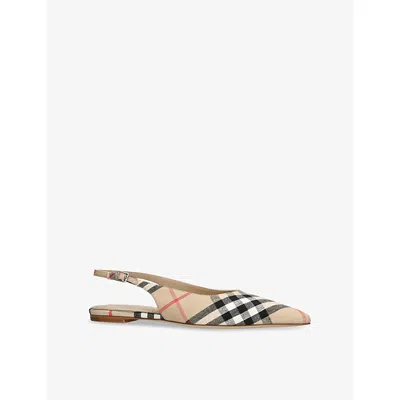 BURBERRY WOMENS BURBERRY DAME SLING-BACK WOVEN COURTS