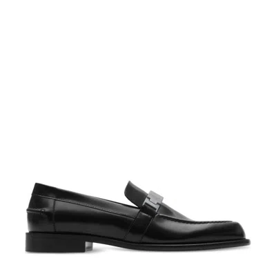 Burberry Womens Tower Leather Loafers In Black