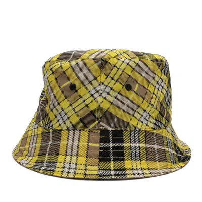Pre-owned Burberry Womens Vintage Check Reversible Bucket Hat In Yellow