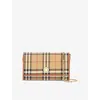 Burberry Womens Vntg Chk/briar Brown Check-print Woven Wallet On Chain