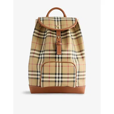Burberry Womens  Vintage Check Medium Coated-canvas Backpack