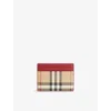 Burberry Womens Vntg Chk/ruby Check Four-slot Faux-leather Card Holder