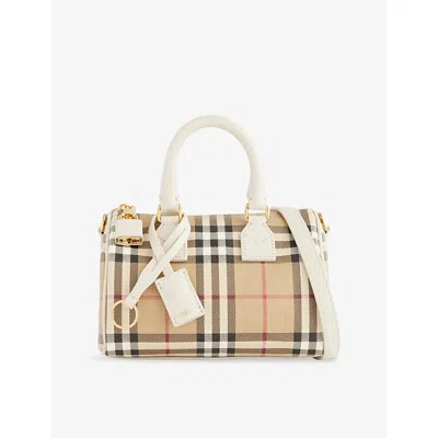 Burberry Womens Vntg Chk/soap Mini Check Coated Canvas Bowling Bag