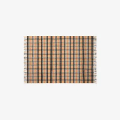 Burberry Wool And Cashmere Blanket With Check Pattern In Brown