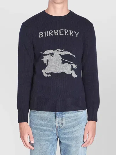 Burberry Wool And Cashmere Blend Pullover In Blue