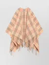 Burberry Wool And Cashmere Cape With Check Pattern In Brown
