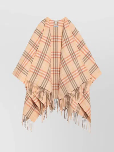 BURBERRY WOOL AND CASHMERE CAPE WITH CHECK PATTERN
