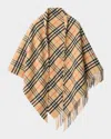 Burberry Wool And Cashmere Check Bandana Cape In Sand