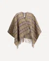 Burberry Wool And Cashmere Check Cape In Brown