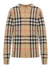 Burberry Check Wool And Cashmere Cardigan In Nude
