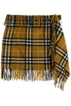Burberry Women Wool And Cashmere Check Scarf Style Skirt In Multi