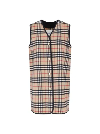Burberry Wool And Cashmere Padding "check" In Beige