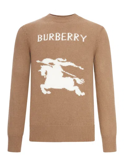 Burberry Wool And Cashmere Pullover With Ekd In Brown