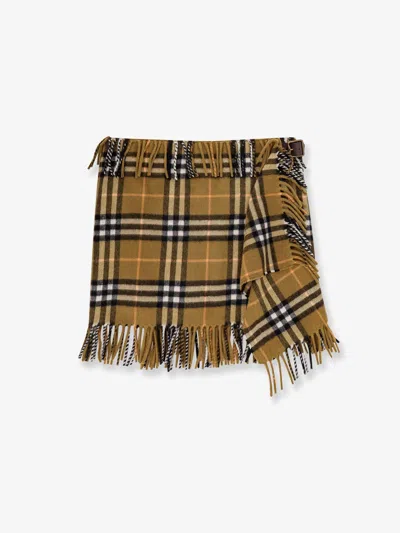 BURBERRY WOOL AND CASHMERE SKIRT WITH CHECK MOTIF