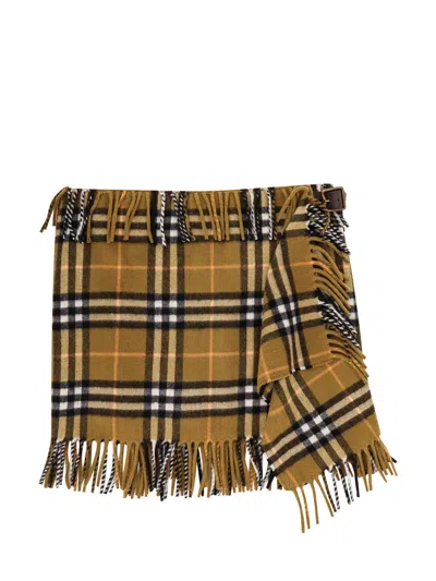 BURBERRY WOOL AND CASHMERE SKIRT WITH CHECK MOTIF