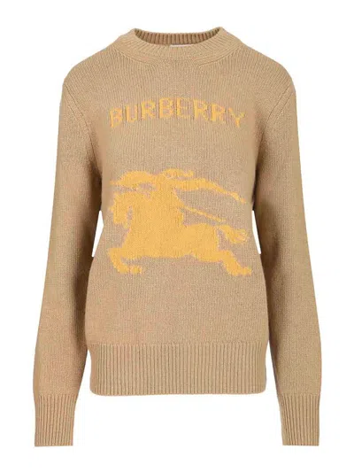 Burberry Wool And Cashmere Sweater With Ekd In Brown
