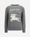 Burberry Graphic Knit Sweater With Ribbed Cuffs And Hem In Gray