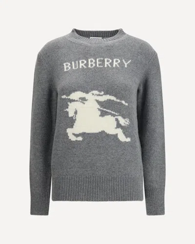 Burberry Wool And Cashmere Sweater With Ekd In Gray