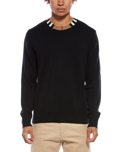 Burberry Wool & Cashmere-blend Crewneck Sweater In Black