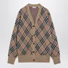 Burberry Wool And Mohair Blend Check Cardigan Women In Brown