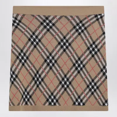 Burberry Wool And Mohair Blend Check Mini Skirt In Brown