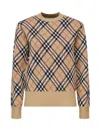 Burberry Wool And Mohair Blend Sweater Check In Brown