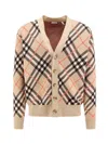 Burberry Wool And Mohair Cardigan With Check Motif In Multi