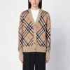 Burberry Oversized Tartan Cardigan In Beige