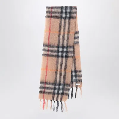 Burberry Wool And Mohair Check Scarf Sand Men In Brown