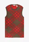 Burberry Wool And Mohair Checked Sweater In Red
