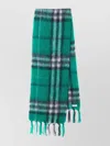 Burberry Wool And Mohair Plaid Scarf With Fringes In Green