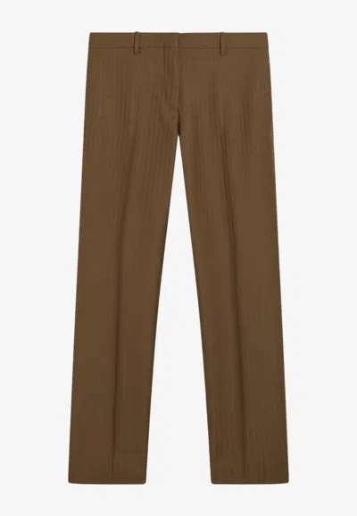 Burberry Wool And Mohair Tailored Pants In Brown