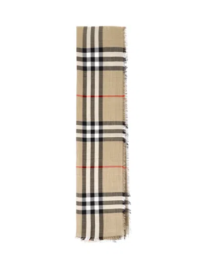 Burberry Wool & Mulberry Silk Scarf In Brown
