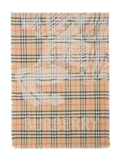 BURBERRY BURBERRY WOOL AND SILK BLEND SCARF