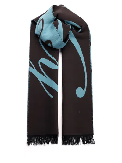 Burberry Wool And Silk Scarf In Black