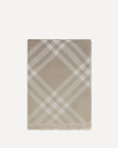 Burberry Beige Wool Oves Aries Scarf In Gray