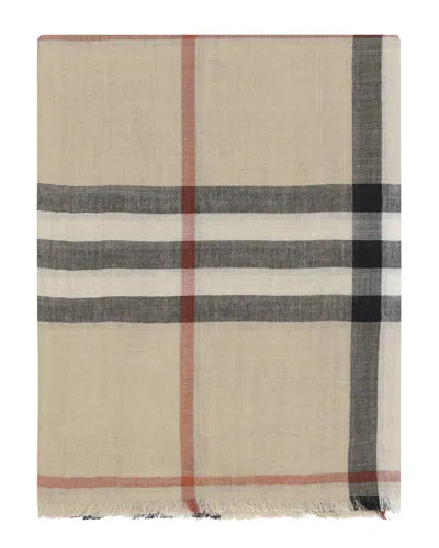Burberry Wool & Silk-blend Scarf In White