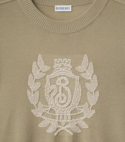 Burberry Wool B Crest Sweater In Brown