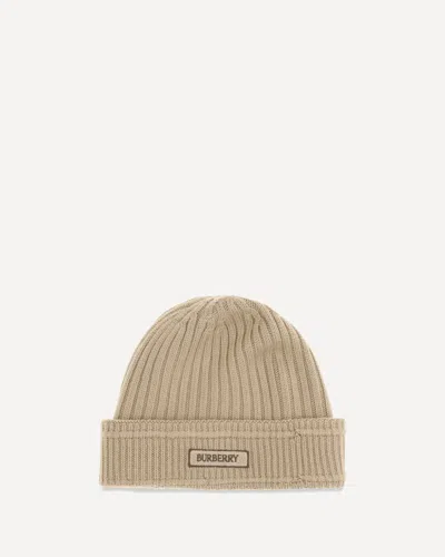 Burberry Bu8103341a2021bb Merino Wool Ribbed Beanie In Neutral