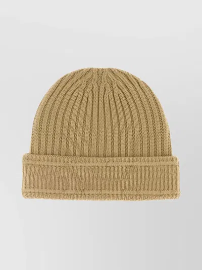 Burberry Wool Beanie With Folded Cuff And Ribbed Texture