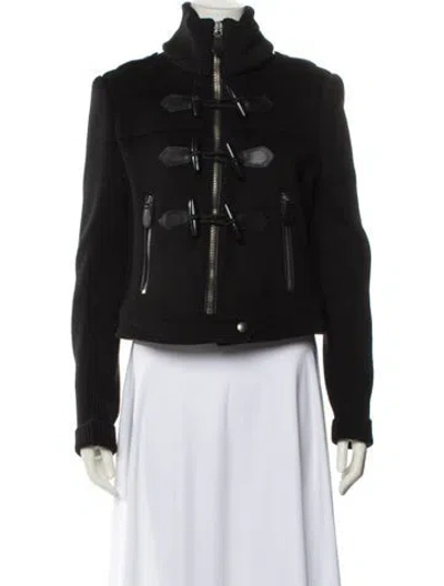 Pre-owned Burberry Wool Biker Jacket In Black