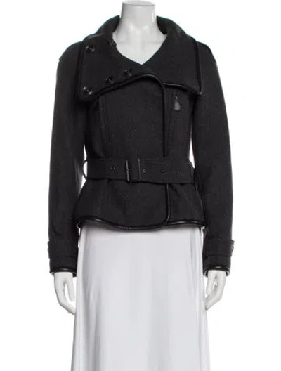 Pre-owned Burberry Wool Biker Jacket In Gray