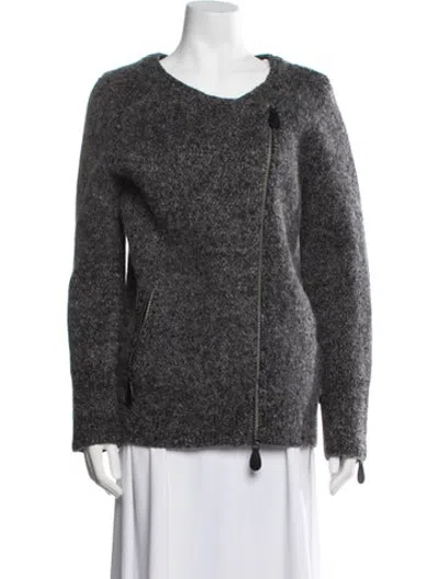 Pre-owned Burberry Wool Biker Jacket In Grey
