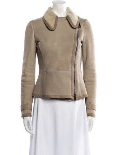 Pre-owned Burberry Wool Biker Jacket In Neutral