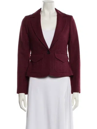 Pre-owned Burberry Wool Blazer In Burgundy