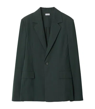 Burberry Single-breasted Wool Blazer In Green