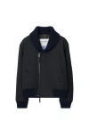 Burberry Wool Blend Bomber Jacket In Black