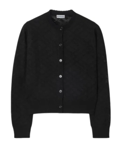 Burberry Wool Blend Cardigan In Black