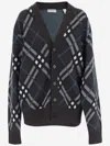 Burberry Checked V-neck Buttoned Cardigan In Red